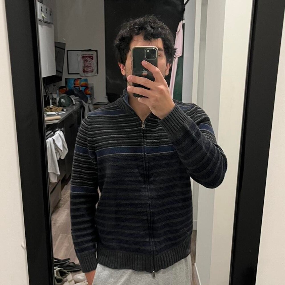 Marc Anthony Horizontal Striped Zip 3 Ca 8